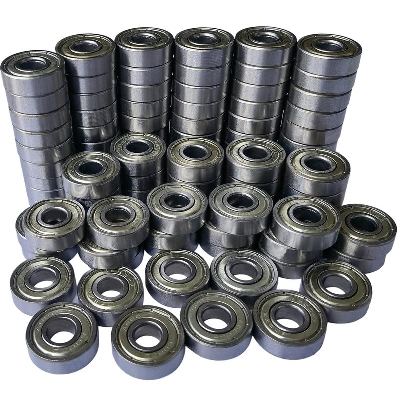 Tonmp 100 PCS 608-ZZ Ball Bearing - Double Metal Sealed Shielded Miniature Deep Groove Bearings for Furniture Wheel,Skateboards, Inline Skates, Scooters, Roller Blade Skates (8mm x 22mm x 7mm) - Image 1